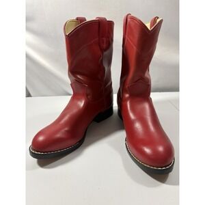 Vtg BRONCO Retro Red Cowboy Boots Unisex Womens 6D Mens 4.5 USA Roper Western